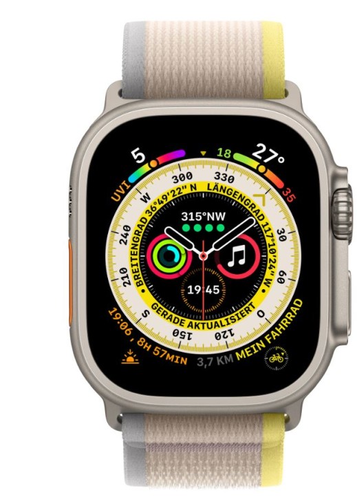 Apple Watch Ultra [GPS + Cellular, inkl. Nylon Trail Loop M/L gelb/beige] Wie Neu!